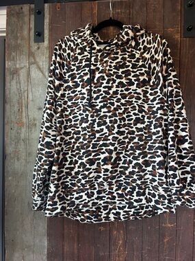 Leopard Print Hooded Sweatshirt - Brown/Black